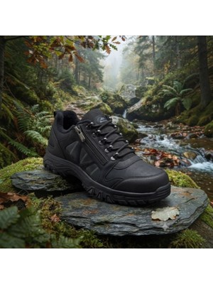 Wanderfull Trekking Erkek Outdoor Kancalı Fermuarlı Siyah Ayakkabı 40-45