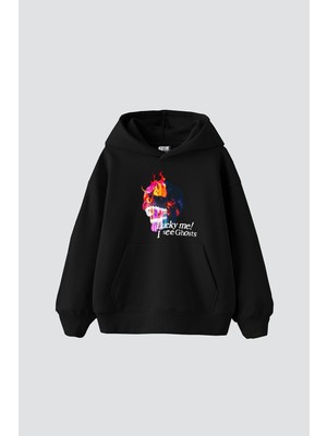 Tarzsokak I See Ghost Baskılı Oversize Unisex Premium Siyah