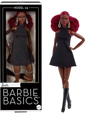Esranın Dünyası Barbıe Basıcs™ Bebek Barbie Basics Koleksiyona Uygun Bebek, Siyah Elbisesi ve Botlarıyla Kızıl Kıvırcık Saçlı Model 03 JBH75