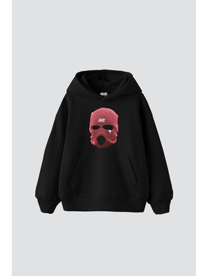 Tarzsokak Pink Mask Baskılı Oversize Unisex Premium Siyah
