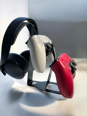 Esranın Dünyası Duvara Monte Edilebilen Masaüstü Metal Siyah Gaming Ps4 Ps5 Xbox Joystick Controller Tutucu ve Kulaklık Stand