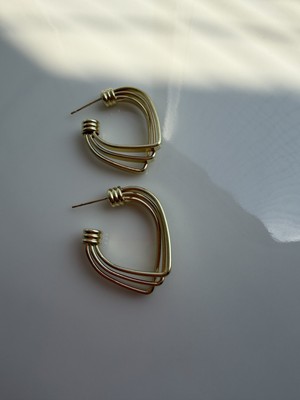 CM Gold Üç Sıralı Geometrik Halka Küpe