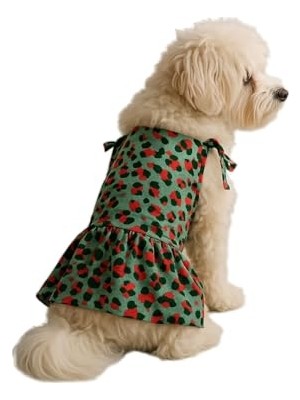 Esranın Dünyası Kedi ve Köpek Kıyafeti & Elbisesi Leoparlı Fırfırlı Elbise Lacivert L