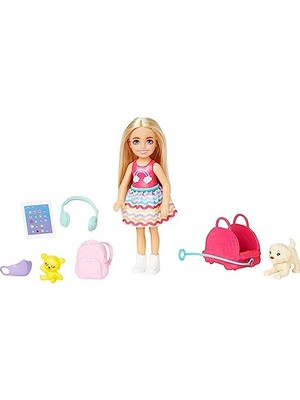 Esranın Dünyası Barbie Seyahatte Chelsea Bebek ve Aksesuarları Barbie Oyuncakları, Chelsea™ Bebek ve Aksesuarları, Yavru Köpeğiyle Seyahat Seti HJY17 | Küçük Bebek, 1 Evcil Hayvan, 6 Seyahat Aksesuarı, 3 Yaşından Iti