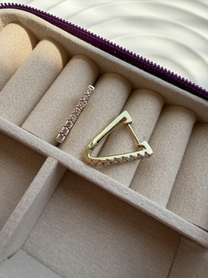 Xuping Jewelry Gold Geometrik Üçgen Taşlı Küpe