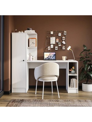 Roomart Stilo Bilgisayar Masası, Raflı Çalışma Masası , Çalışma Ofis Masası, Ders Yemek Masası 50X155 cm