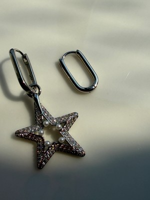 Xuping Jewelry Silver Taşlı Yıldız Figürlü Inci Detaylı Küpe