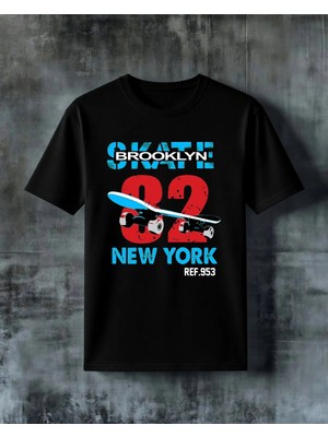 Comvicho Brooklyn Skateboard Baskılı Oversize Tişört