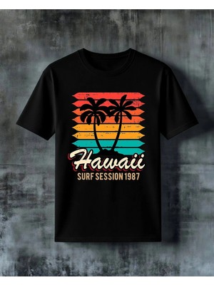 Comvicho Hawaii Surf Session Baskılı Oversize Tişört