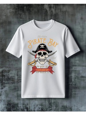 Comvicho Pirate Bay Kuru Kafa Baskılı Oversize Tişört