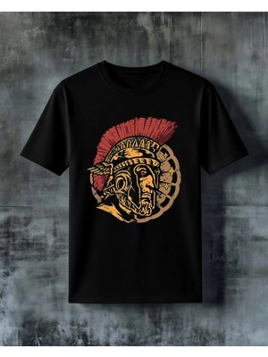 Comvicho Spartan Kask Baskılı Oversize Tişört