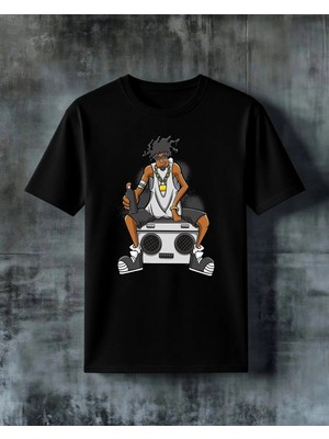 Comvicho Hip Hop Boombox Baskılı Oversize Tişört