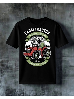 Comvicho Traditional Farm Kirmizi Baskılı Oversize Tişört