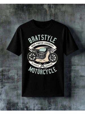 Comvicho Brat Style Motosiklet Baskılı Oversize Tişört