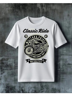 Comvicho Classic Ride Motorcycle Baskılı Oversize Tişört