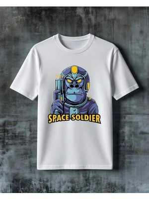 Comvicho Space Soldier Uzay Askeri Baskılı Oversize Tişört