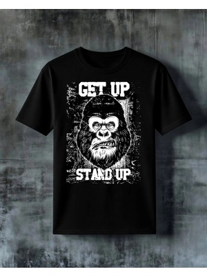 Comvicho Getup Standup Maymun Sakal Baskılı Oversize Tişört