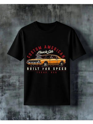 Comvicho Custom America Muscle Car Baskılı Oversize Tişört