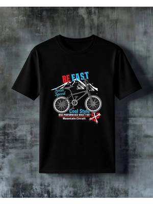 Comvicho Be Fast Bisiklet Baskılı Oversize Tişört