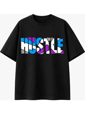 Comvicho Hustle Baskılı Siyah Tişört