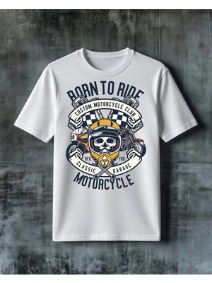 Comvicho Born To Ride Motorcycle Club Baskılı Oversize Tişört