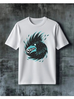 Comvicho Crow Kus Baski Baskılı Oversize Tişört