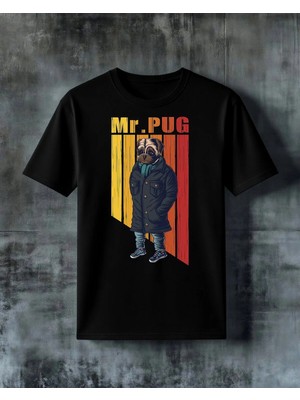 Comvicho Mr Pug Kopek Ilustrasyon Baskılı Oversize Tişört