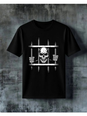 Comvicho Skull Barbell Baskılı Oversize Tişört