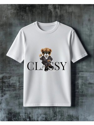 Comvicho Classy Ayicik Baskılı Oversize Tişört