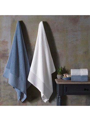Esranın Dünyası Taç Wind Pure Cotton Beyaz Denim Pamuk Hamam Seti, Beyaz, S-M/l-Xl