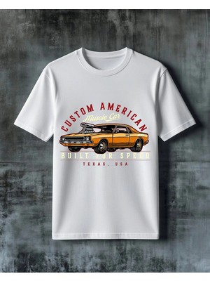 Comvicho Custom America Muscle Car Baskılı Oversize Tişört