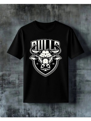 Comvicho Bulls Logo Baskılı Oversize Tişört