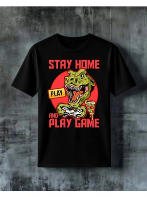 Comvicho Stay Home Oyun Baskılı Oversize Tişört