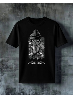 Comvicho Hip Hop Karakter Baskılı Oversize Tişört