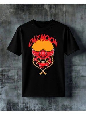 Comvicho Omit Moon Kirmizi Demon Baskılı Oversize Tişört