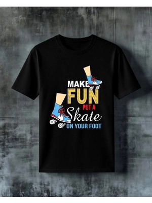Comvicho Fun Puta Roller Skate Baskılı Oversize Tişört