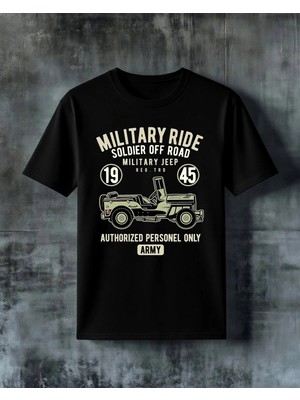 Comvicho Military Ride Jeep Baskılı Oversize Tişört