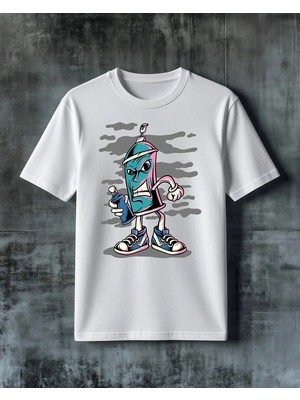Comvicho Sprey Kutu Street Art Baskılı Oversize Tişört