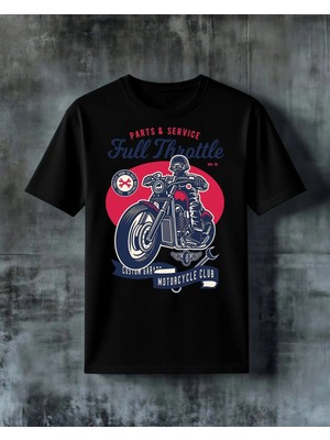 Comvicho Full Throttle Motorcycle Baskılı Oversize Tişört