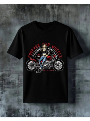 Comvicho Forever Two Wheels Harley Baskılı Oversize Tişört