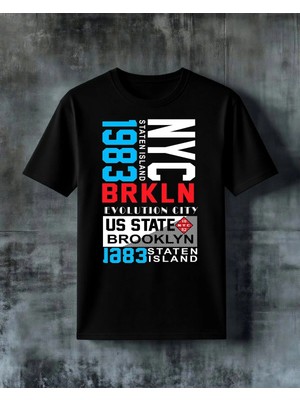 Comvicho Brooklyn Sehir Kodu Baskılı Oversize Tişört