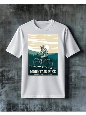 Comvicho Mountain Bike Kesfet Baskılı Oversize Tişört