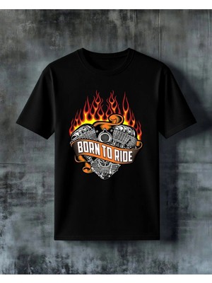 Comvicho Born To Ride Motor Baskılı Oversize Tişört