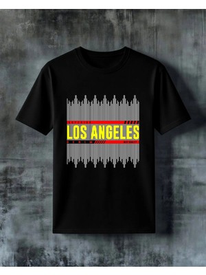 Comvicho Los Angeles Denim Baskılı Oversize Tişört