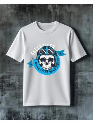 Comvicho Born Wild Rebel Kuru Kafa Baskılı Oversize Tişört