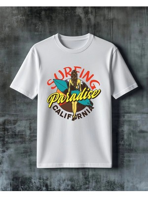 Comvicho Surfing Paradise Baskılı Oversize Tişört
