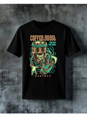 Comvicho Coffee Overdose Enerji Baskılı Oversize Tişört