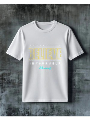 Comvicho Believe Always Baskılı Oversize Tişört