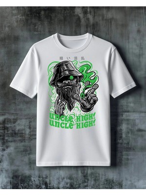 Comvicho Uncle High Yesil Demon Baskılı Oversize Tişört