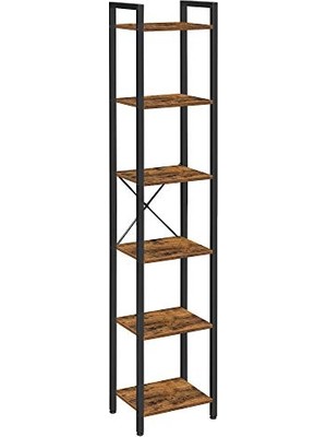 Esranın Dünyası Vasagle Raf, Kitaplık, Dikili Raf, DVD Rafı, 6 Seviyeli, Ofis Rafı, Açık Raflar, Ofis, Oturma Odası, Yatak Odası, Mutfak Için, 30 x 40 x 187,5 Cm, Vintage Kahverengi-Siyah LLS101B01